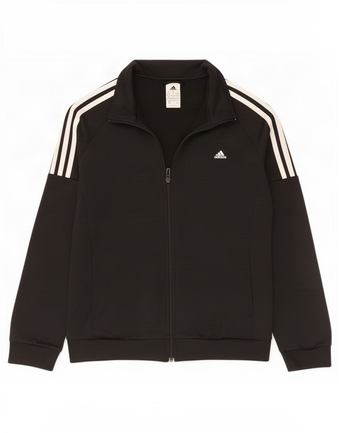 Adidas Womens Tracksuit Top Jacket UK 12/14 Medium Black Polyester