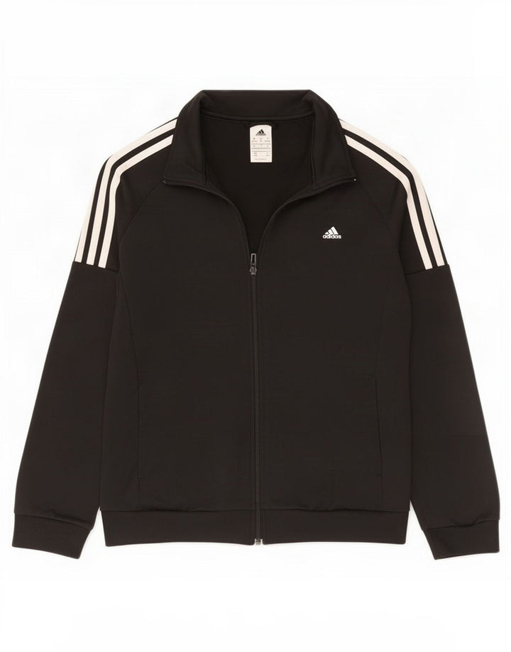 Adidas Womens Tracksuit Top Jacket UK 12/14 Medium Black Polyester