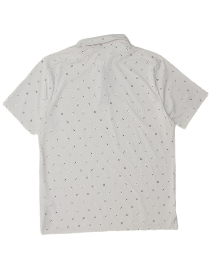 Nike Mens Dri Fit Polo Shirt Medium White Geometric Polyester