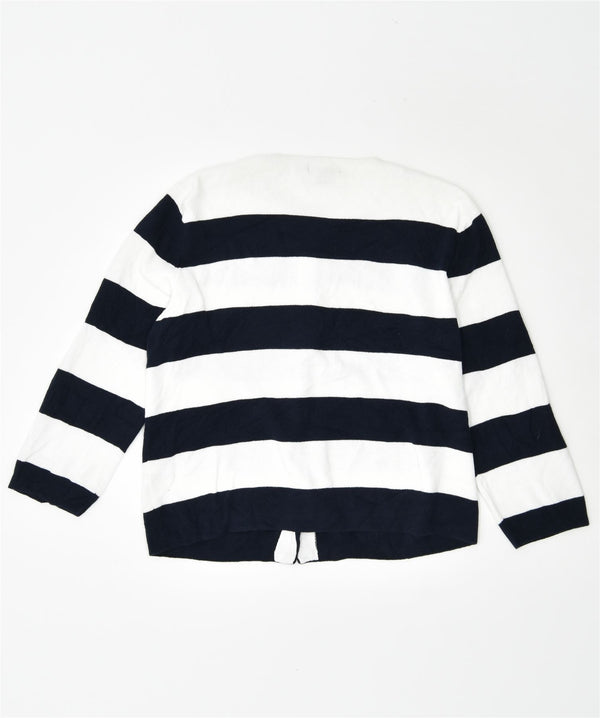 CHAPS Womens Cardigan Sweater UK 18 XL White Striped Cotton