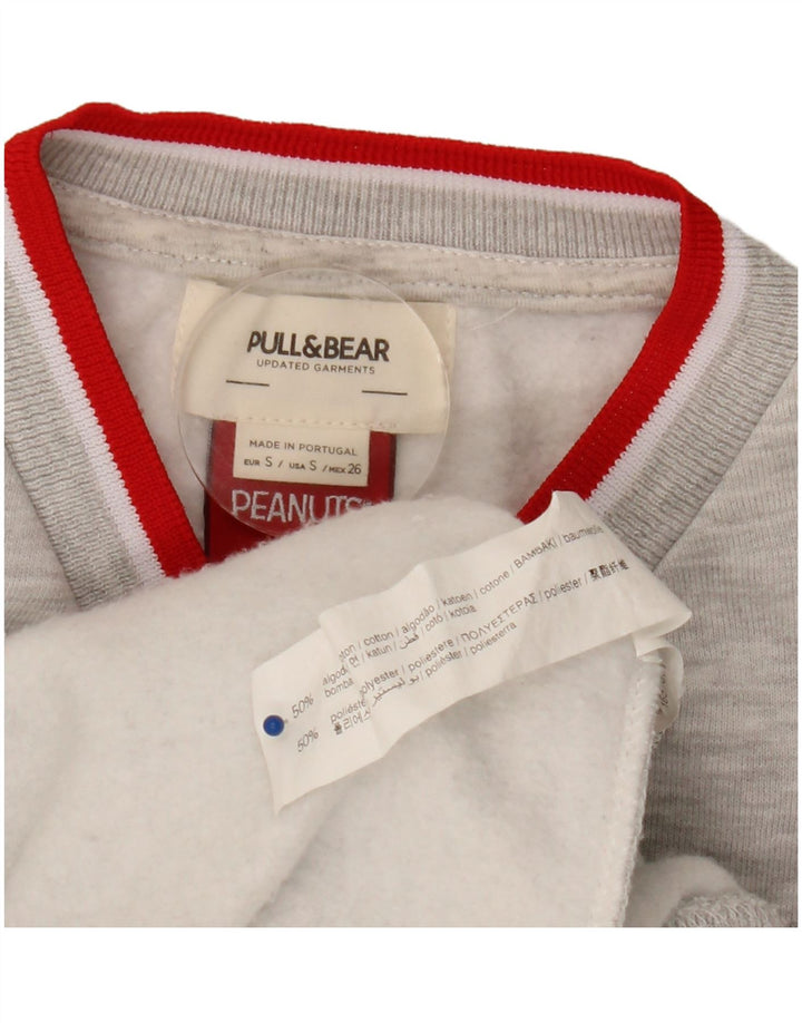 Pull & Bear Mens Peanuts Graphic Sweatshirt Jumper Small Grey Cotton