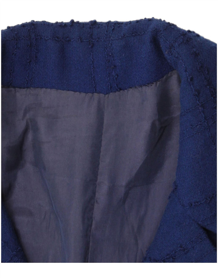 Vintage Womens Overcoat UK 10 Small Navy Blue Check