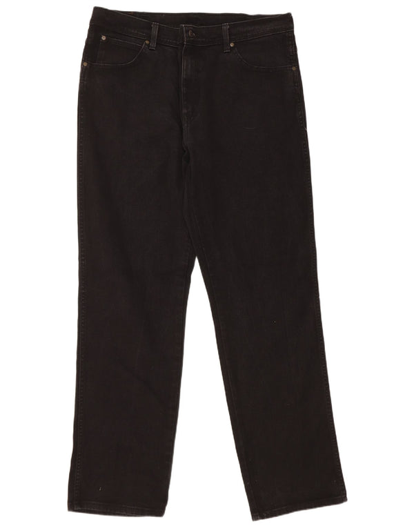 Wrangler Mens Regular Fit Straight Jeans W38 L34 Black Cotton