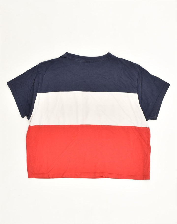 LEVI'S Womens Crop Graphic T-Shirt Top UK 4 XS Navy Blue Colourblock | Vintage Levi's | Thrift | Second-Hand Levi's | Used Clothing | Messina Hembry 