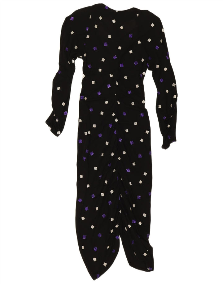 Funky Womens Long Sleeve Bodycon Dress UK 10 Small Black Geometric