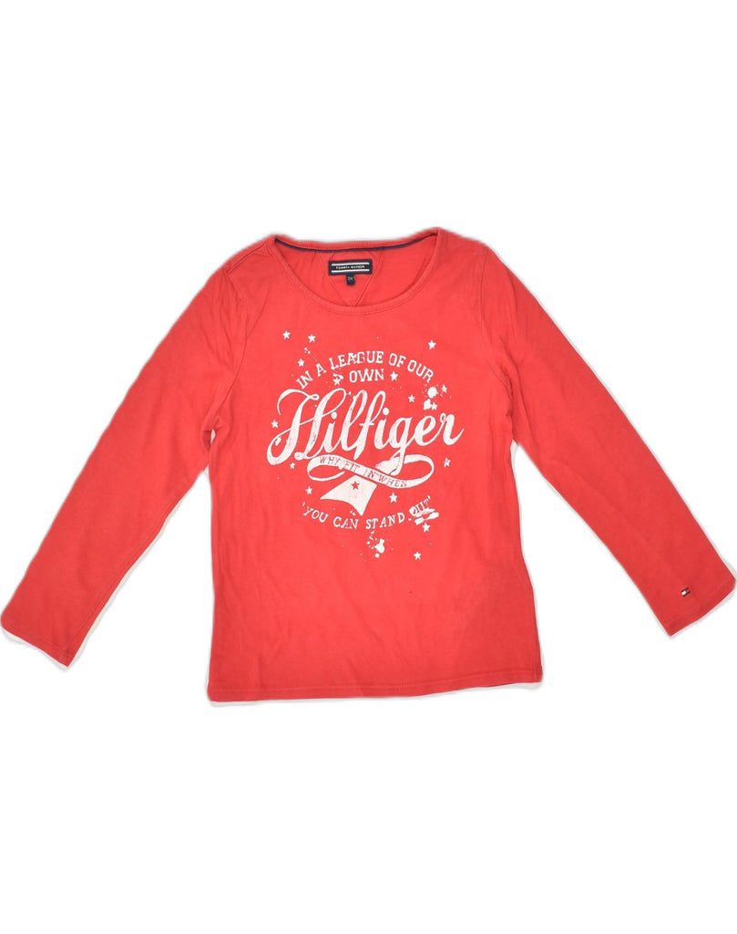 TOMMY HILFIGER Girls Graphic Top Long Sleeve 3-4 Years Red Cotton | Vintage Tommy Hilfiger | Thrift | Second-Hand Tommy Hilfiger | Used Clothing | Messina Hembry 