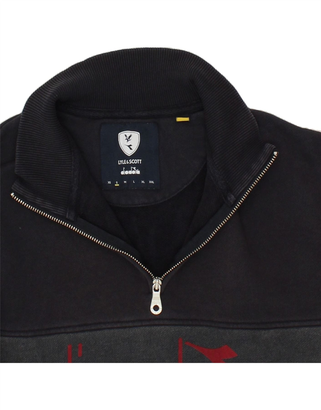 DIADORA Mens Graphic Zip Neck Sweatshirt Jumper Small Red Colourblock
