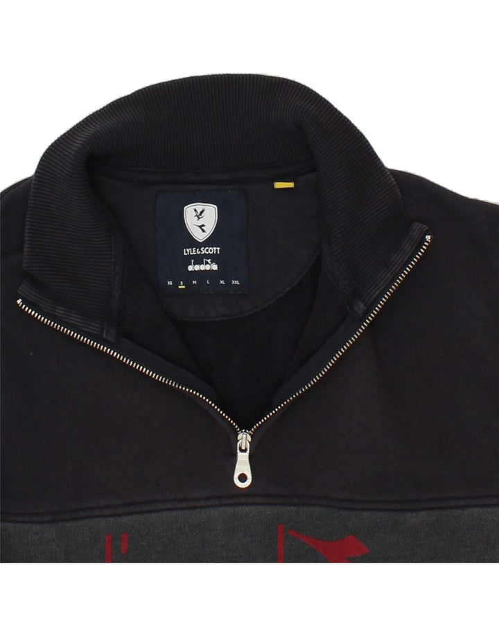 DIADORA Mens Graphic Zip Neck Sweatshirt Jumper Small Red Colourblock