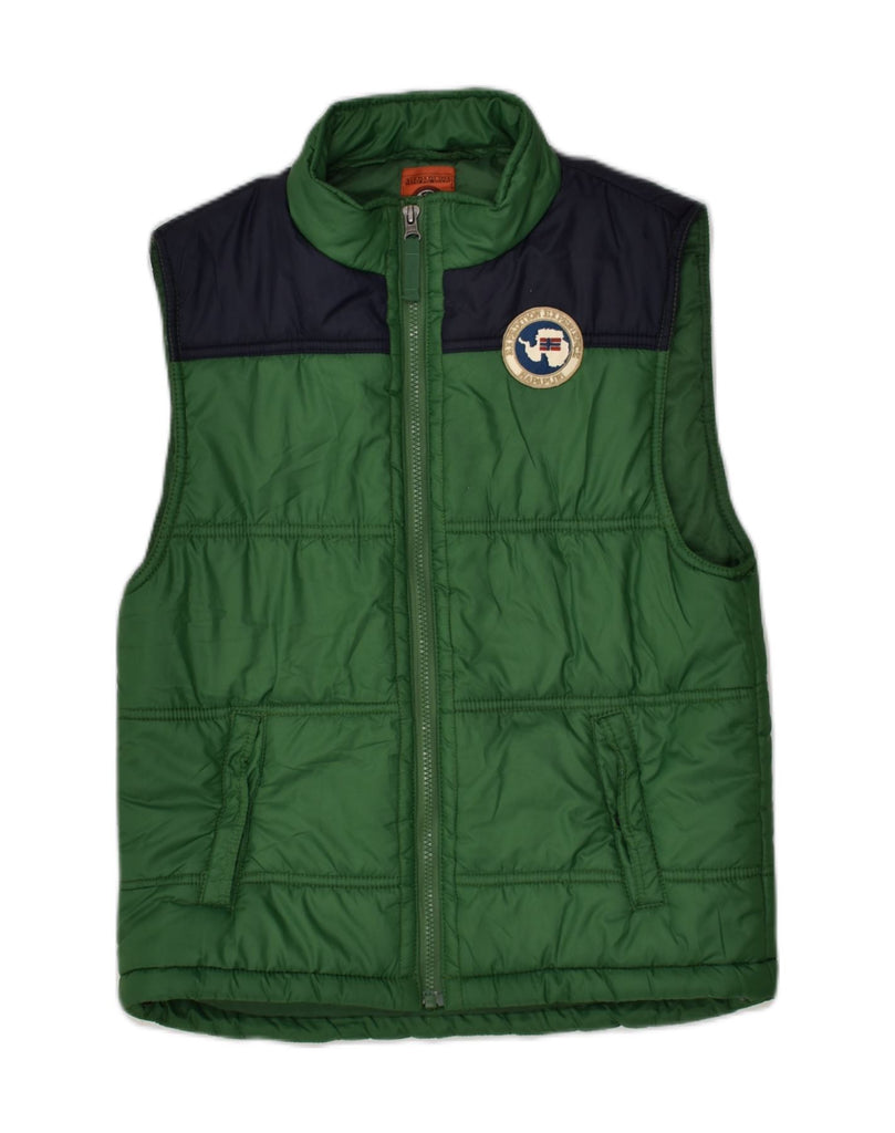 NAPAPIJRI Boys Graphic Padded Gilet 11-12 Years Green Colourblock | Vintage Napapijri | Thrift | Second-Hand Napapijri | Used Clothing | Messina Hembry 