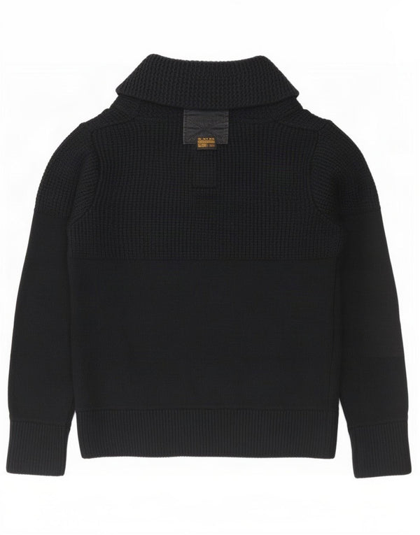 G-Star Mens Shawl Neck Jumper Sweater Large Navy Blue Acrylic