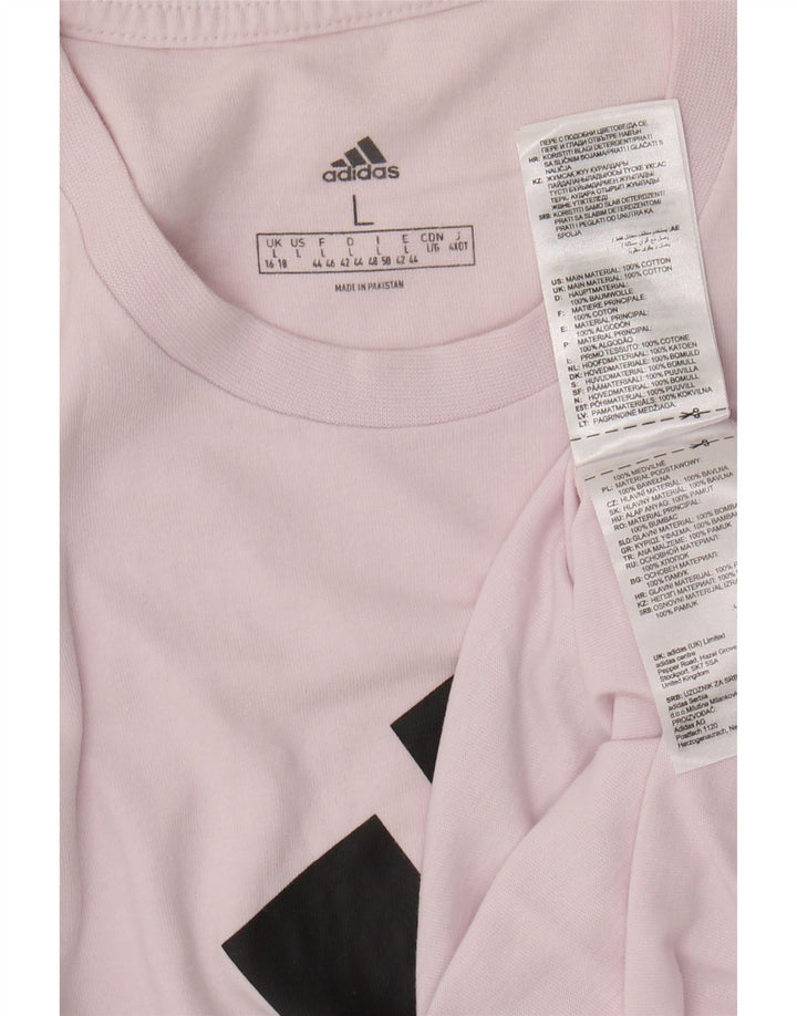 ADIDAS Womens Graphic T-Shirt Top UK 16/18 Large Pink Cotton