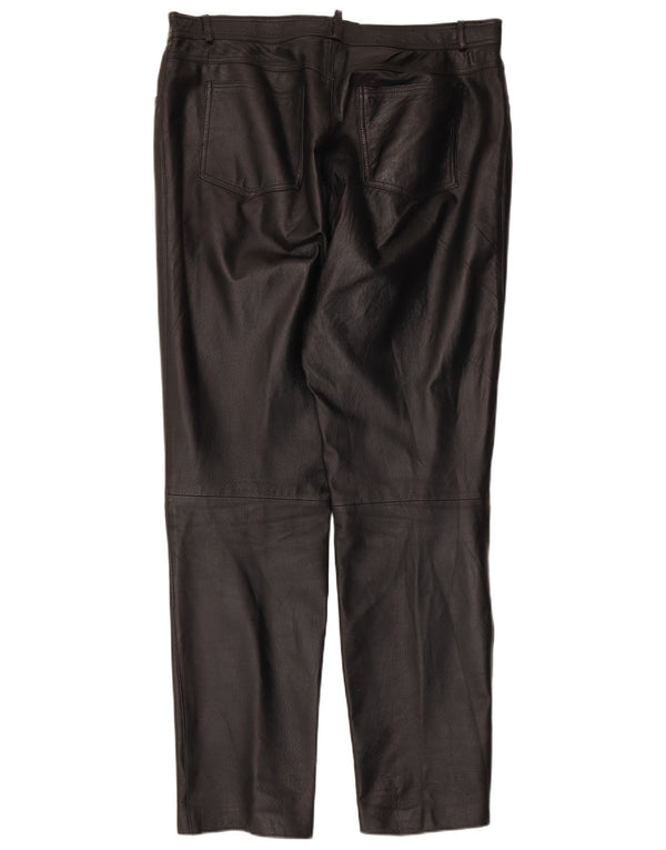 JCC Mens Tapered Leather Trousers IT 56 3XL W38 L32 Black