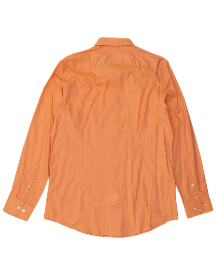 Louis Philippe Mens Shirt Size 40 Medium Orange Cotton
