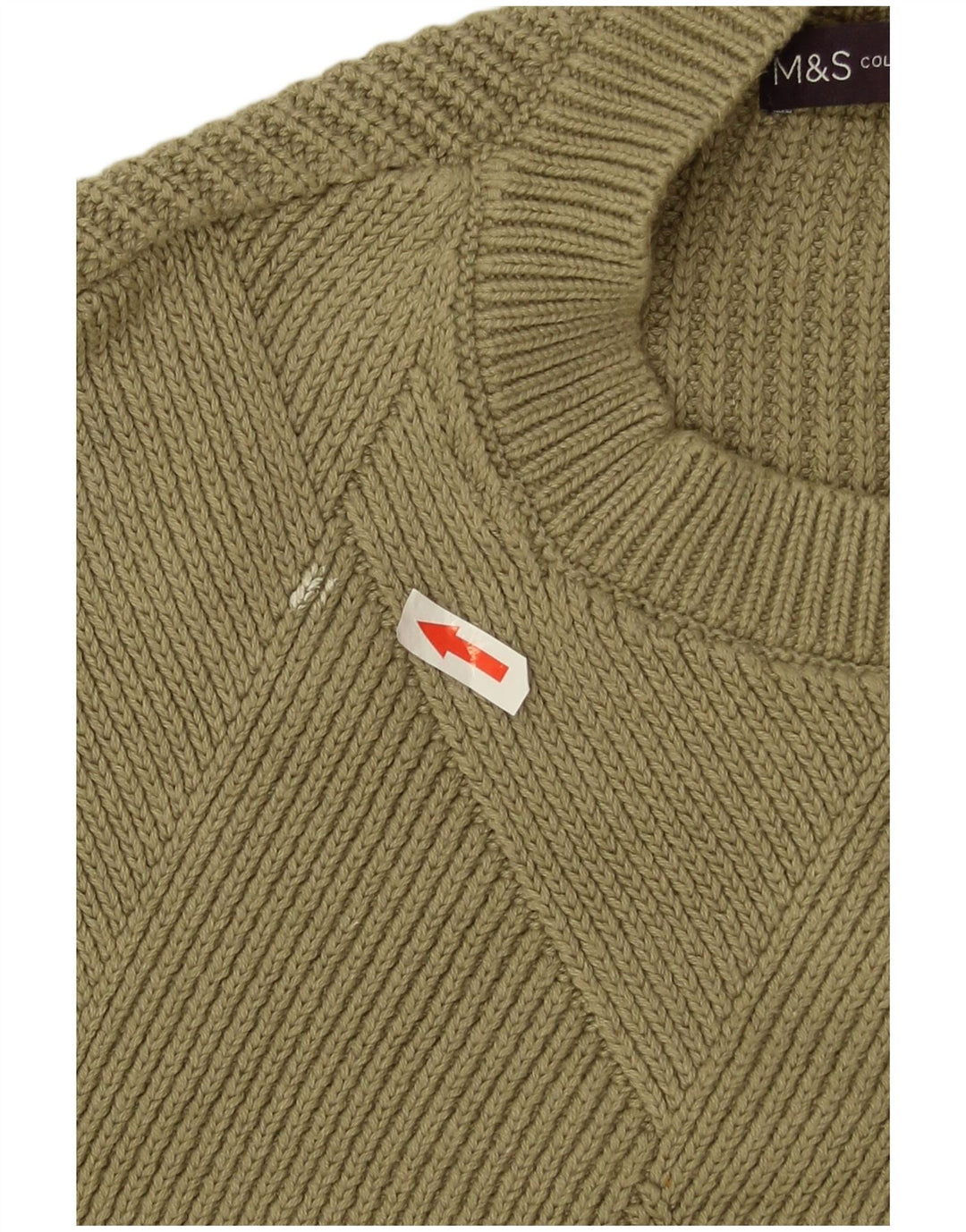 Marks & Spencer Womens Crew Neck Jumper Sweater UK 14 Medium Khaki