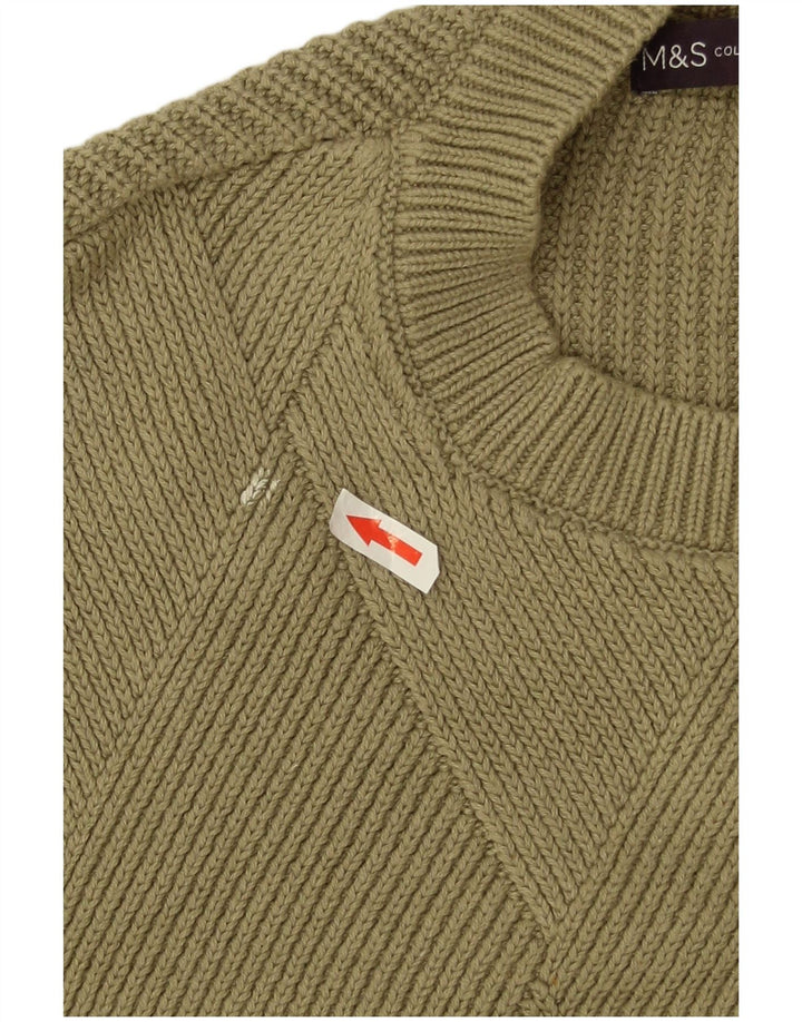 Marks & Spencer Womens Crew Neck Jumper Sweater UK 14 Medium Khaki