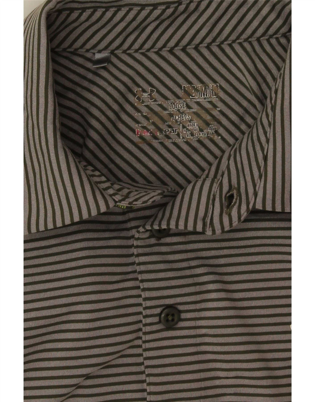 Under Armour Mens Heat Gear Polo Shirt Medium Grey Pinstripe