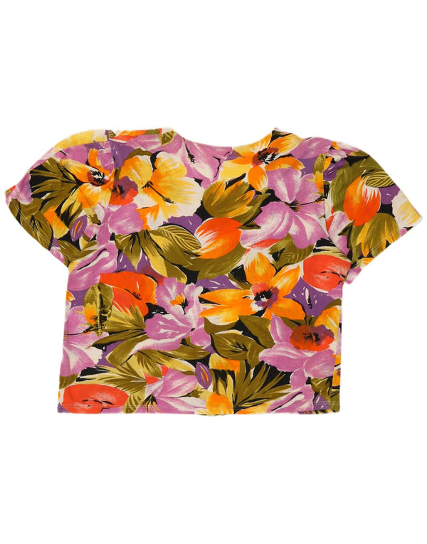 Vintage Womens Short Sleeve Shirt Blouse UK 16 Large Multicoloured Floral