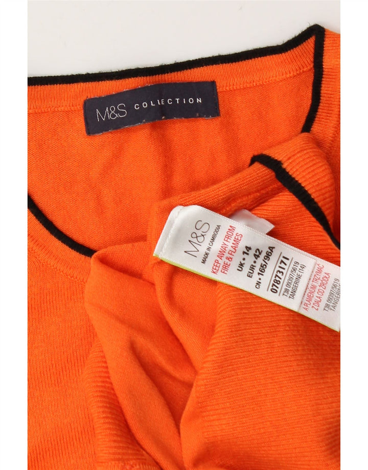 Marks & Spencer Womens Cardigan Sweater UK 14 Large Orange Viscose