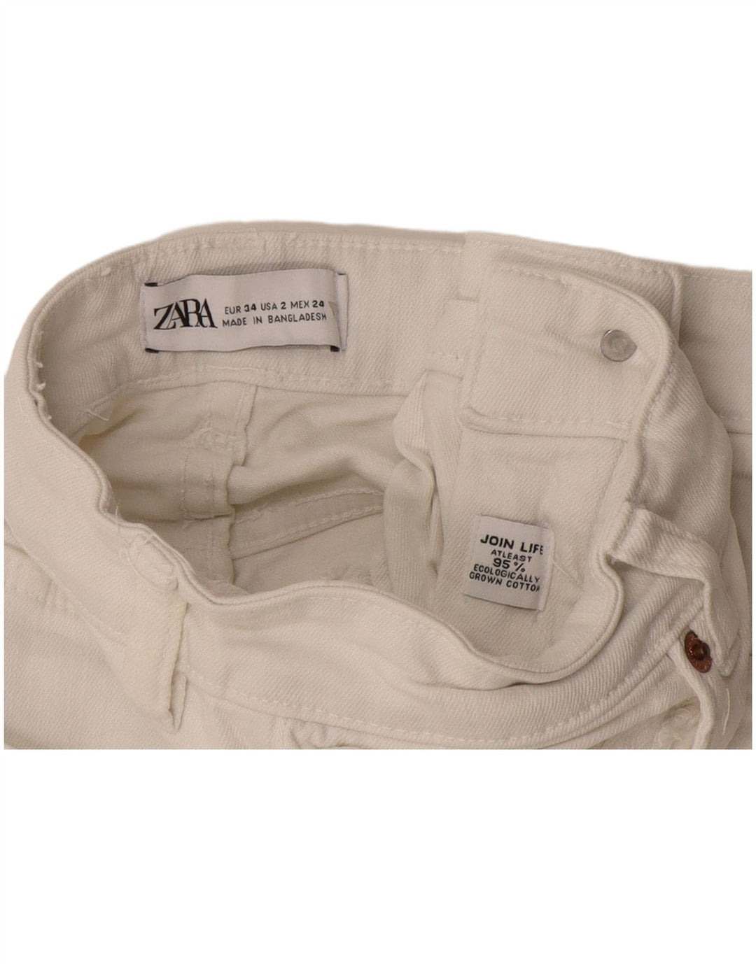 Zara Womens Bootcut Jeans EU 34 2XS W24 L26 White Cotton