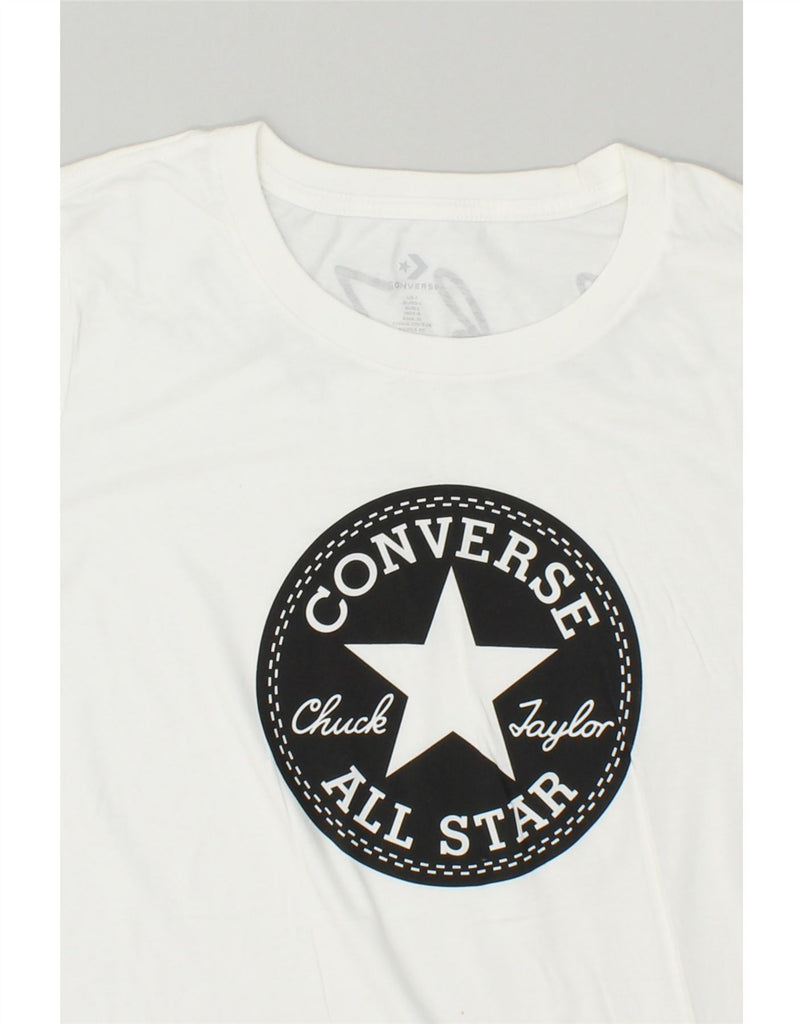 CONVERSE Womens Graphic T-Shirt Top UK 14 Large White Cotton | Vintage Converse | Thrift | Second-Hand Converse | Used Clothing | Messina Hembry 