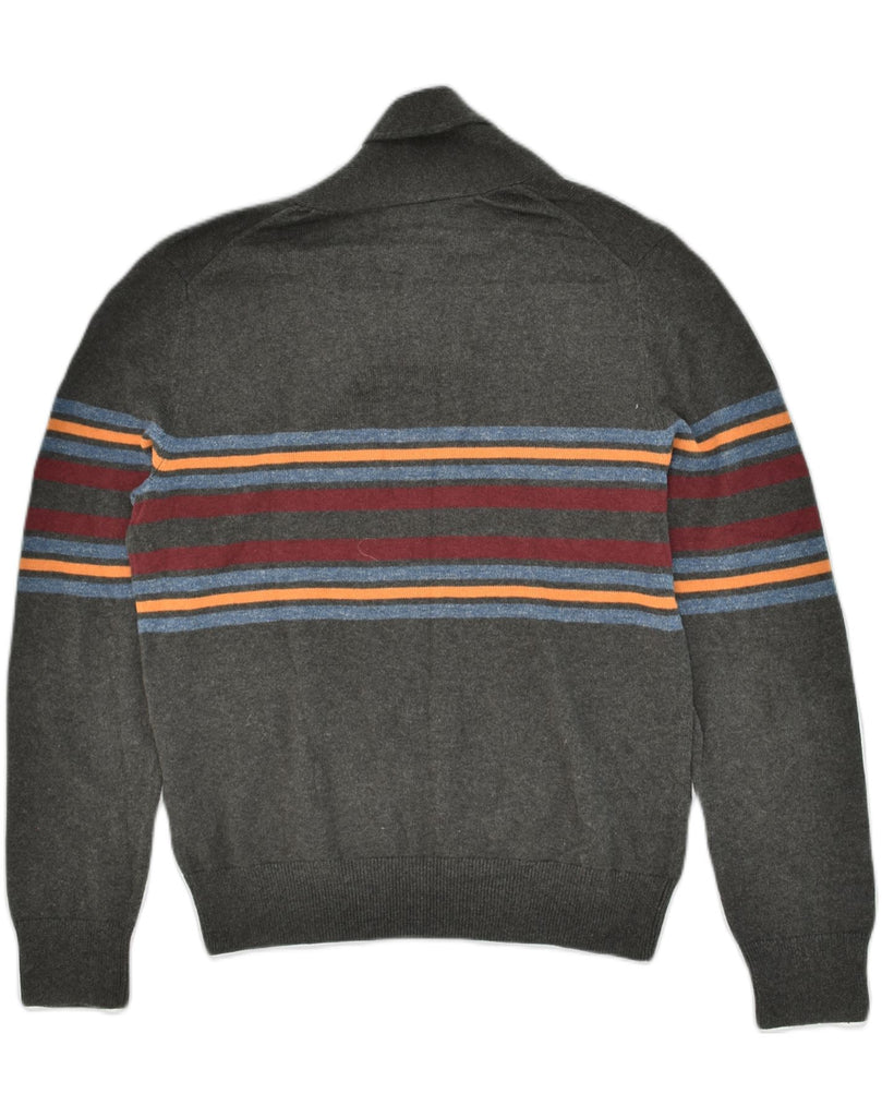 GAP Mens Shawl Neck Jumper Sweater Small Grey Striped Cotton | Vintage Gap | Thrift | Second-Hand Gap | Used Clothing | Messina Hembry 