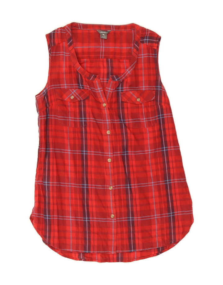 EDDIE BAUER Womens Sleeveless Tunic Top UK 10 Small Red Check Cotton Vintage Eddie Bauer and Second-Hand Eddie Bauer from Messina Hembry 
