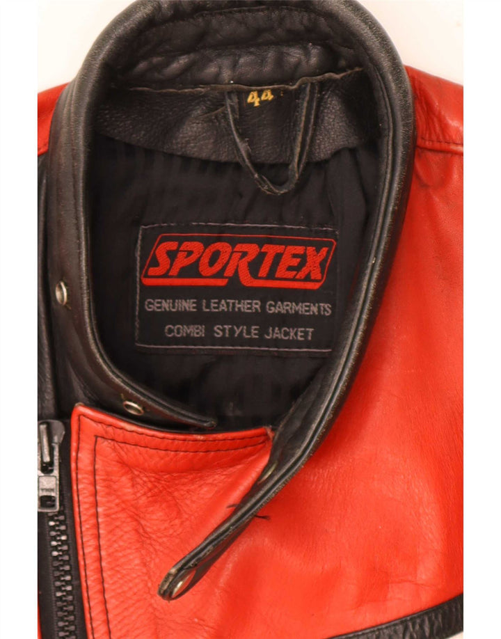 Sportex Mens Racer Jacket IT 44 XS Black Colourblock Leather