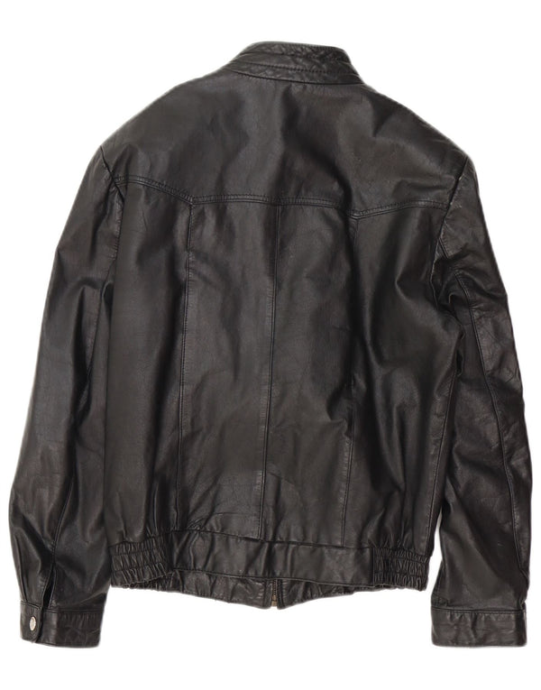 Vintage Mens Bomber Leather Jacket UK 34 XS Black Leather