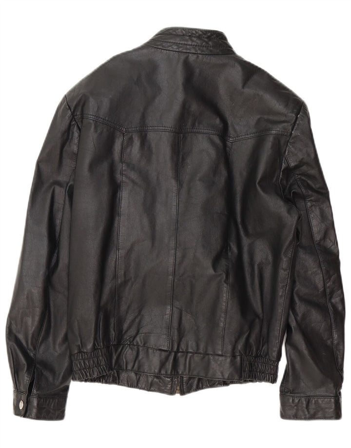 Vintage Mens Bomber Leather Jacket UK 34 XS Black Leather