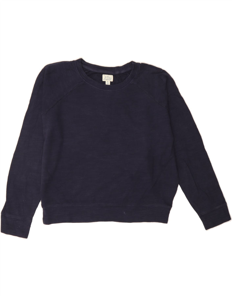 J. CREW Womens Oversized Sweatshirt Jumper UK 14 Medium Navy Blue Cotton Vintage J. Crew and Second-Hand J. Crew from Messina Hembry 