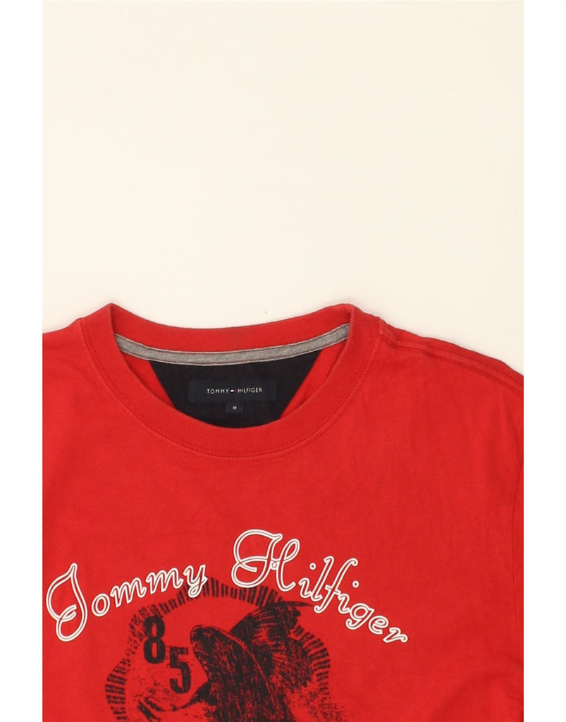 TOMMY HILFIGER Mens Graphic T-Shirt Top Medium Red Cotton | Vintage Tommy Hilfiger | Thrift | Second-Hand Tommy Hilfiger | Used Clothing | Messina Hembry 