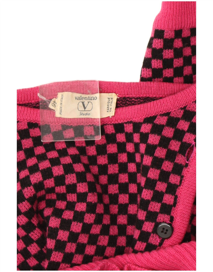 Valentino Womens Boat Neck Jumper Sweater IT 46 Large Pink Gingham Wool
