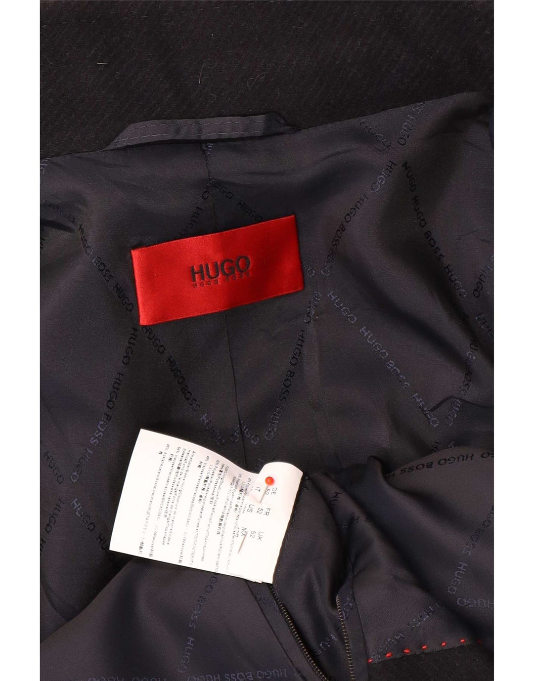 Hugo Boss Mens Overcoat UK 52 XL Navy Blue Wool