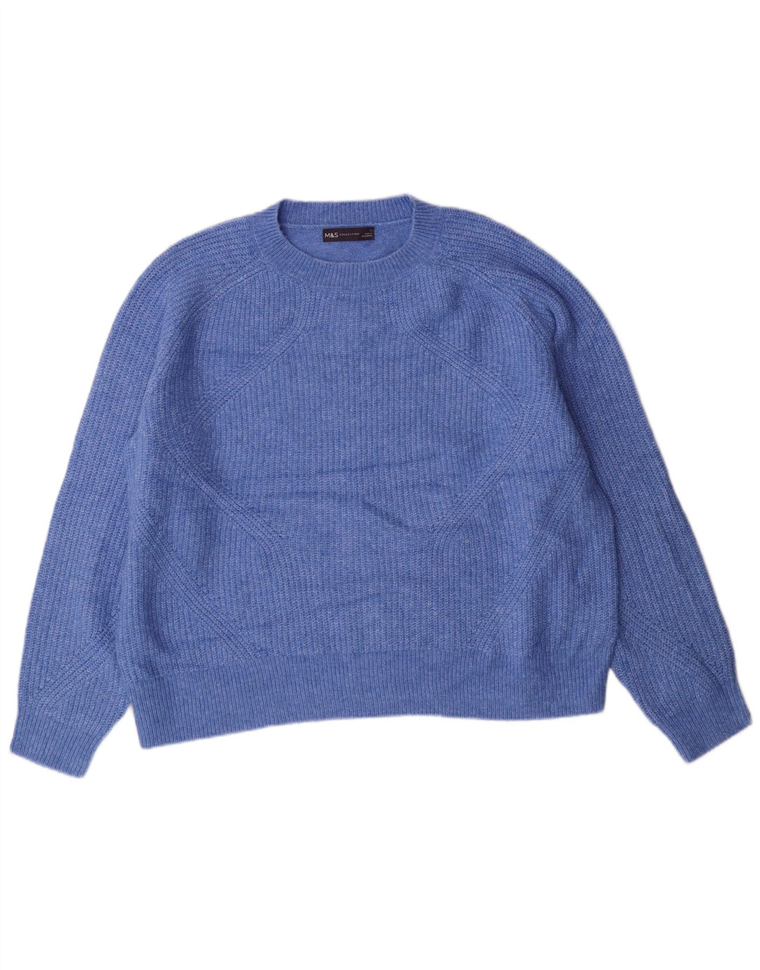 MARKS & SPENCER Womens Crew Neck Jumper Sweater UK 16 Large Blue Acrylic