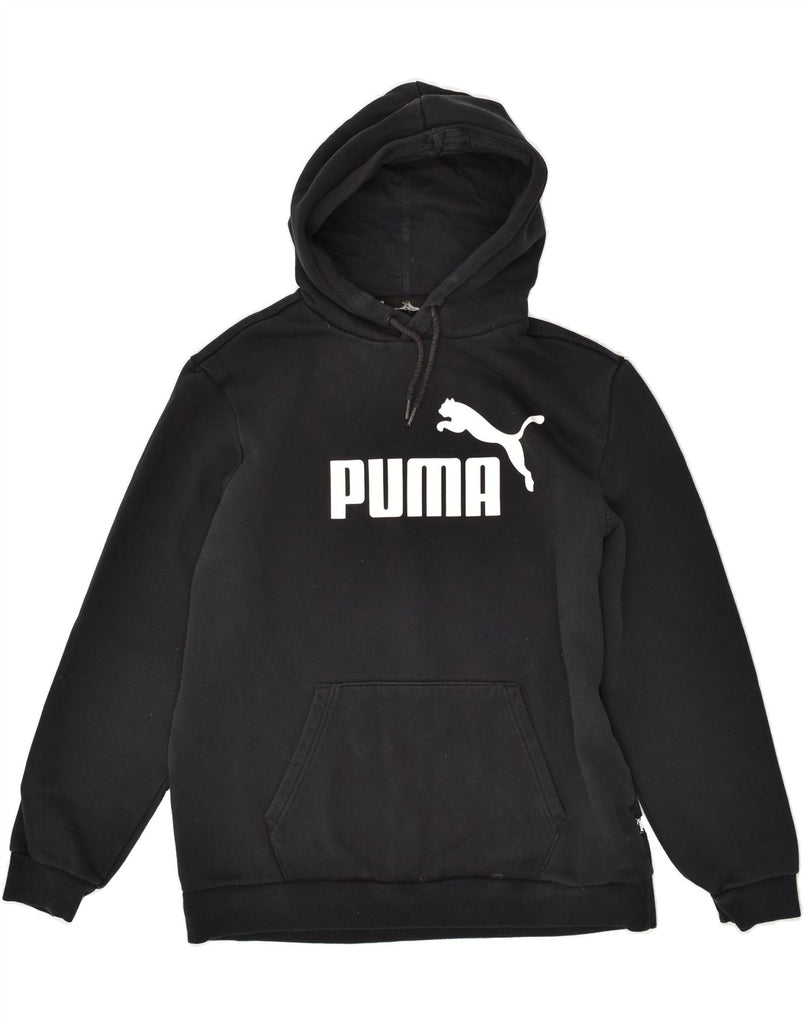 PUMA Mens Graphic Hoodie Jumper Medium Black Cotton | Vintage Puma | Thrift | Second-Hand Puma | Used Clothing | Messina Hembry 