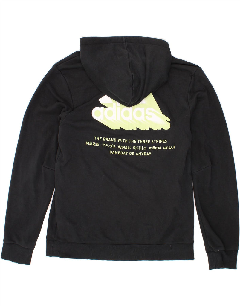 ADIDAS Mens Graphic Hoodie Jumper Large Black Vintage Adidas and Second-Hand Adidas from Messina Hembry 