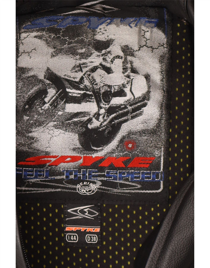 Spyke Womens Leather Jumpsuit IT 44 Medium Black Leather Motorcycle