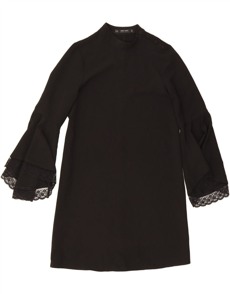 ZARA Womens 3/4 Sleeve Shift Dress UK 6 XS Black Polyester Vintage Zara and Second-Hand Zara from Messina Hembry 