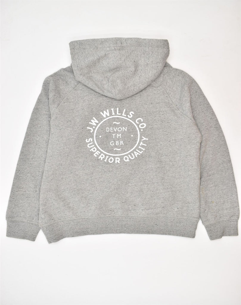 JACK WILLS Womens Graphic Hoodie Jumper UK 14 Large Grey Cotton | Vintage | Thrift | Second-Hand | Used Clothing | Messina Hembry 