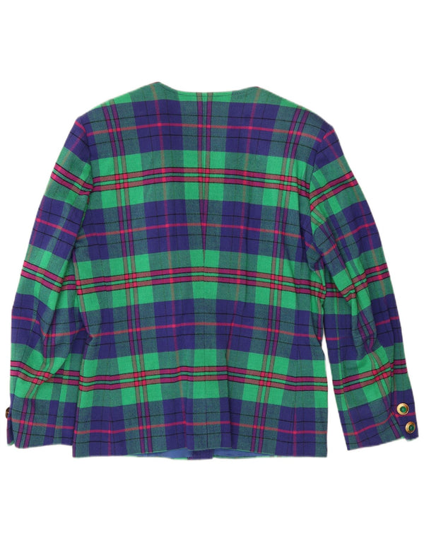 Vintage Womens 4 Button Blazer Jacket UK 14 Medium Blue Check