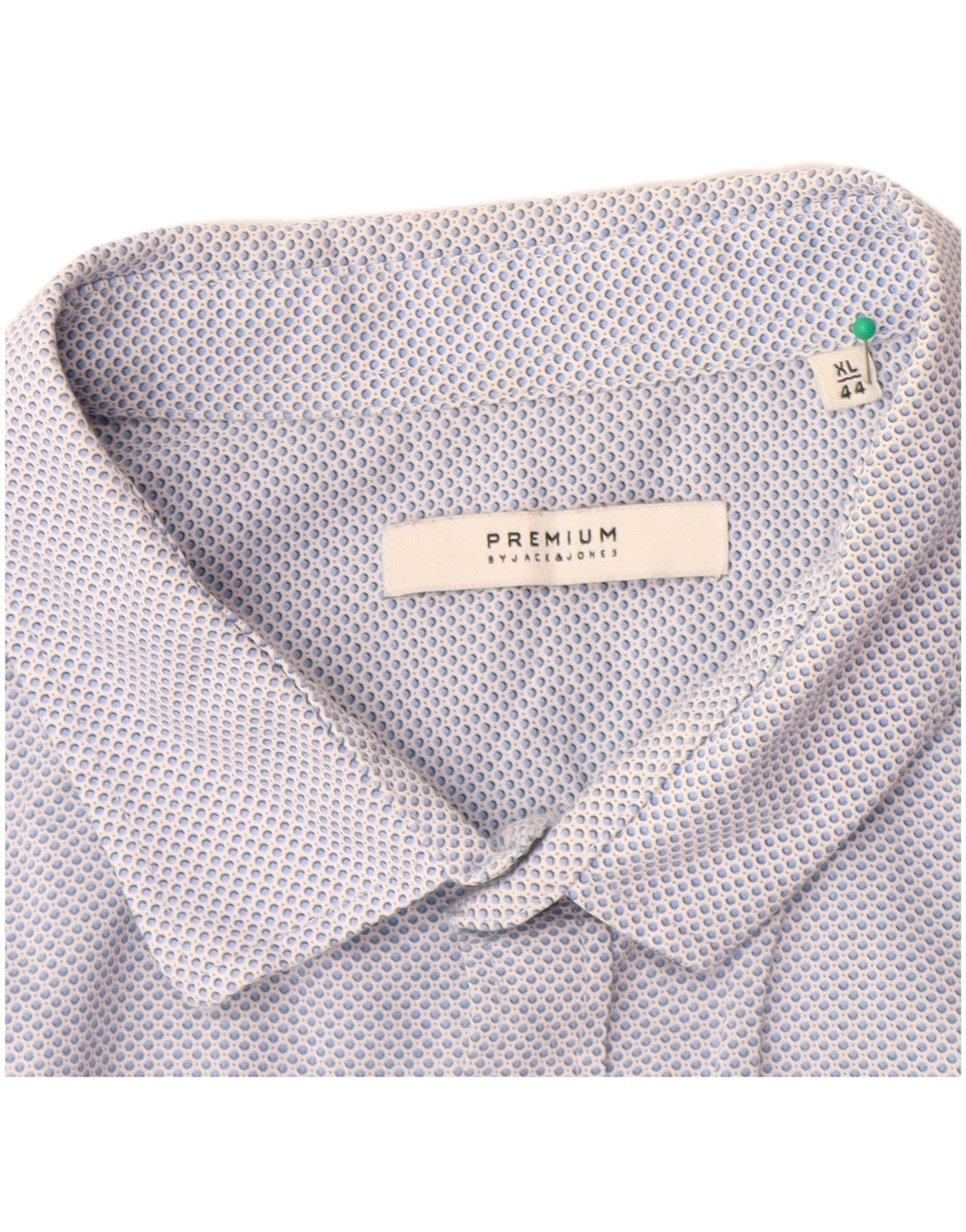 JACK & JONES Mens Premium Shirt Size 44 XL Blue Spotted Cotton