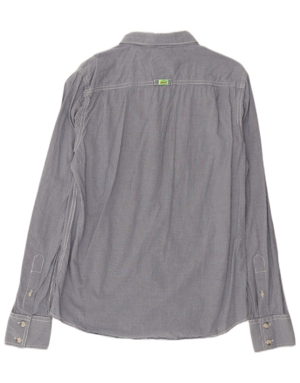 Superdry Mens Shirt Medium Navy Blue Gingham Cotton
