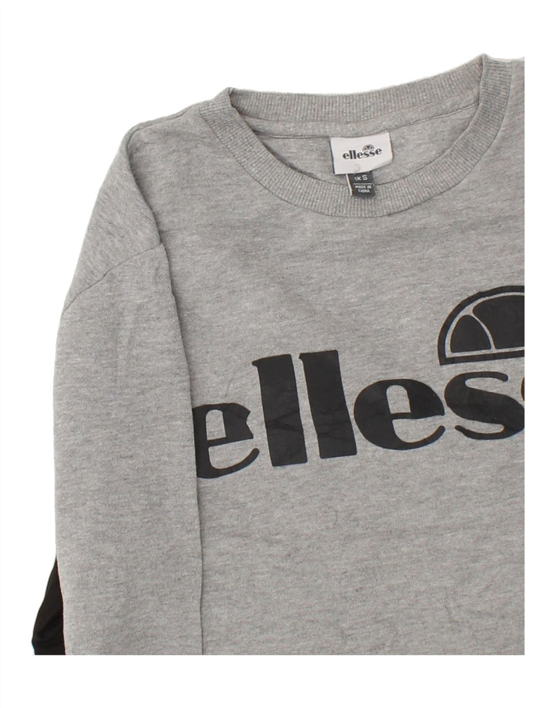 ELLESSE Mens Graphic Sweatshirt Jumper Small Grey Cotton | Vintage Ellesse | Thrift | Second-Hand Ellesse | Used Clothing | Messina Hembry 