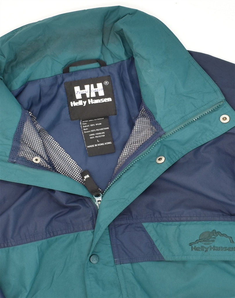 HELLY HANSEN Mens Windbreaker Jacket UK 40 Large Green Colourblock Nylon | Vintage Helly Hansen | Thrift | Second-Hand Helly Hansen | Used Clothing | Messina Hembry 