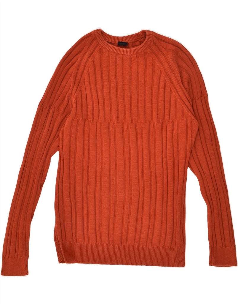 HUGO BOSS Mens Crew Neck Jumper Sweater IT 50 Medium Orange Cotton Vintage Hugo Boss and Second-Hand Hugo Boss from Messina Hembry 