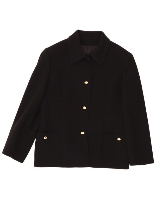 Vintage Womens 3 Button Blazer Jacket UK 18 XL Black Wool