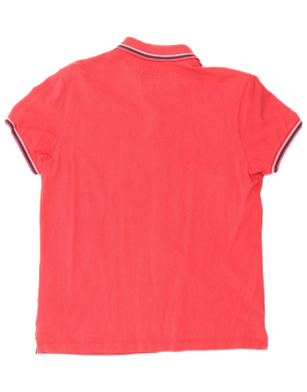 Henry Cottons Mens Slim Fit Polo Shirt Medium Red Striped Cotton