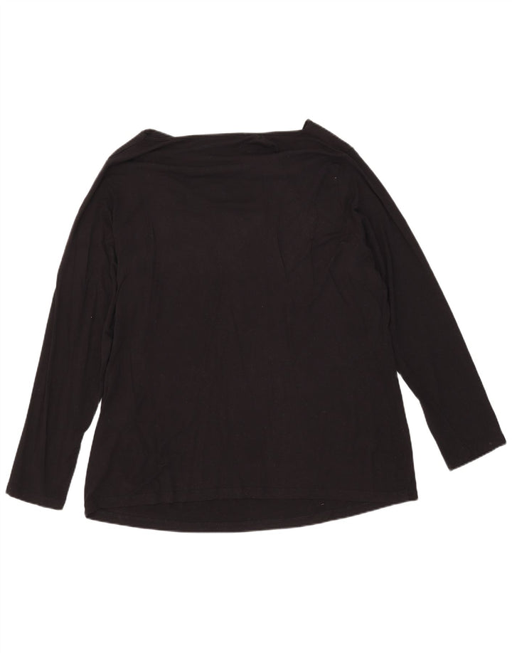 Perte by Krizia Womens Abstract Pattern Top Long Sleeve UK 18 XL Black