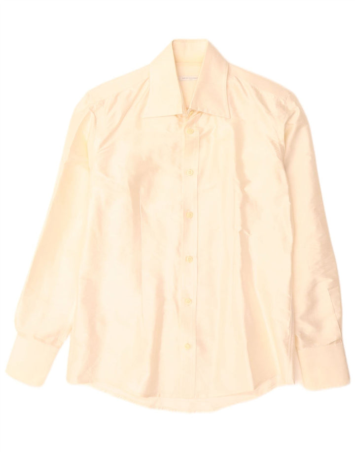 Daniele Alessandrini Mens Shirt Small Beige Silk