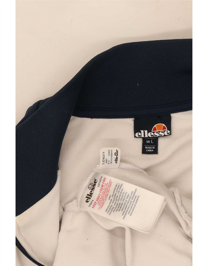 Ellesse Mens Tracksuit Top Jacket Large Navy Blue Colourblock Polyester